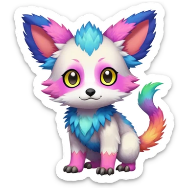  Colorful Kawaii Trico FurSona Fakemon Full Body sticker