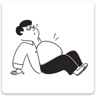 Peter Griffin from Family Guy with a massive pregnant belly, laying on his back, sweating droplets visible, tired expression, wearing green pants and white shirt sticker