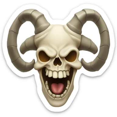 Laughing skull with horns sticker
