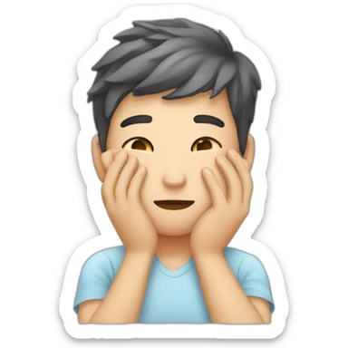 person wipes sweat from their face sticker