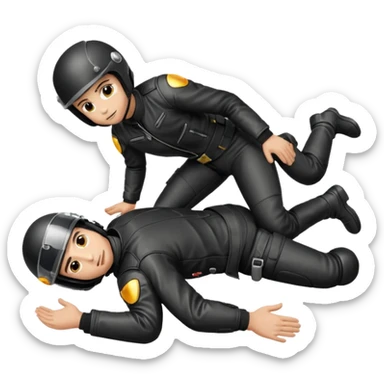a motorcyclist lying on the ground who has just fallen sticker