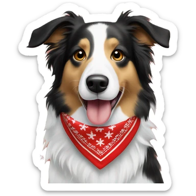 Tan border collie with Christmas bandana sticker