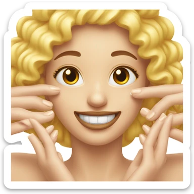 pleased face with clasped acrylic nails sticker