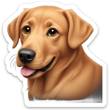 Red lab playing with black dog sticker