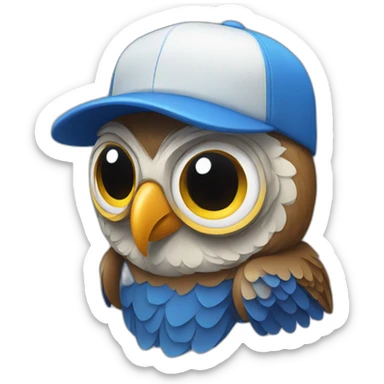 an owl wearing a blue cap sticker