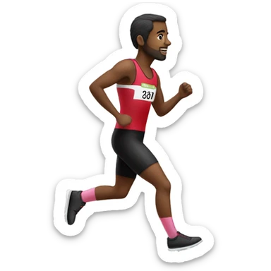 Coureur à pied avec un débardeur noir et rouge et des chaussures blanche et roses sticker