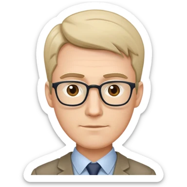 ENGLISH-TEACHER, MALE,  NO-GLASSES POINTED-FACE, a little bit of hair sticker