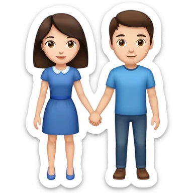 Brunette woman and brunette man holding hands sticker
