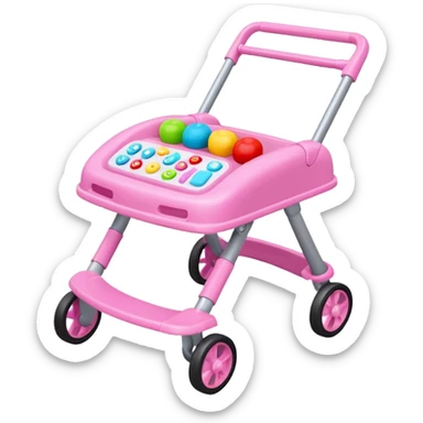 pink baby walker with toys on it sticker