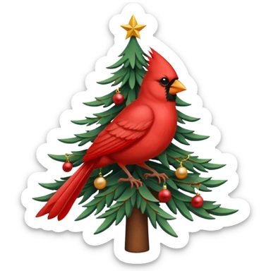 Cardinal bird Christmas tree sticker