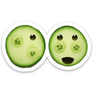 Yellow smiley face with two cucumber slices on the eyes sticker