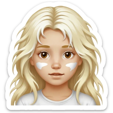 Girl with white paint on face with long blond messy air sticker