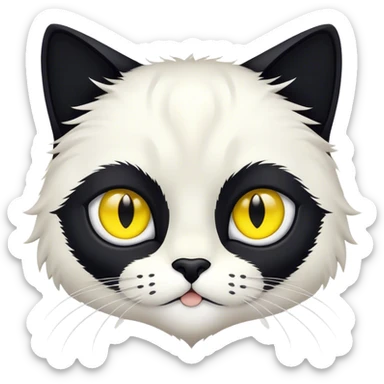 chat noir et blanc, il noir partout sauf ses 4 pattes, une sorte de moustache au dessus de la bouche et la poitrine sticker