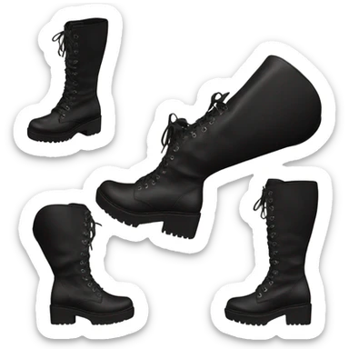 platform knee high black boots sticker
