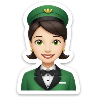 Lady hotel butler with green uniform  sticker