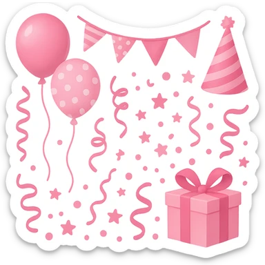 pink party theme, festive and joyful, no background sticker