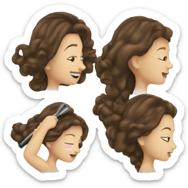 Brunette girl blow drying hair sticker