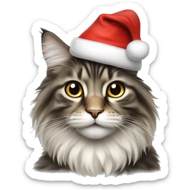 adorable norwegian forest cat wearing a santa hat sticker