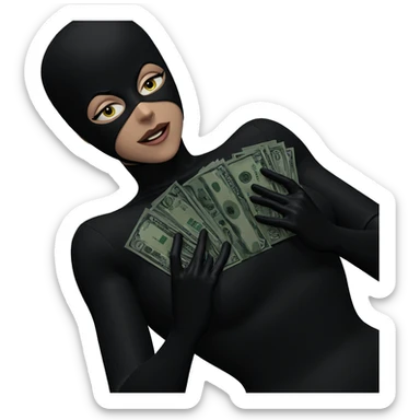 girl in bodysuit with money sticker