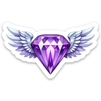 diamond emblem with white wings and purple diamond in the middle sticker