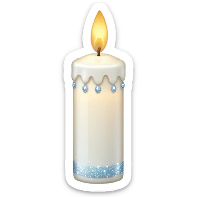 white candle with sparkles sticker