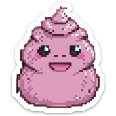 smiling pink poo with happy face sticker