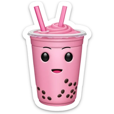 Pink boba drink without a face sticker