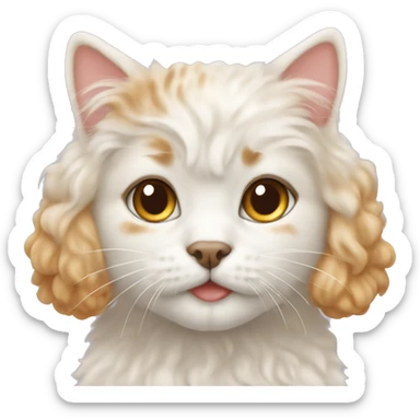 White-ginger cat with apricot Maltipoo sticker