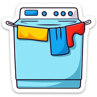 colorful laundry hanging on a line blowing in a summer breeze sticker