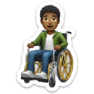 Guy on a wheelchair with gold chains sticker