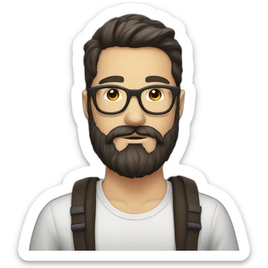 beard hipster glasses adult white dark hair sticker