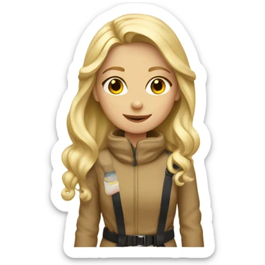 blond girl on a beige skis sticker