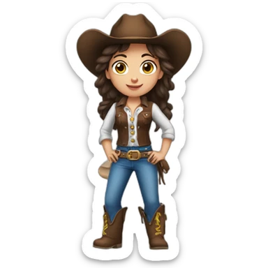 Cow-girl brune yeux bleu sticker