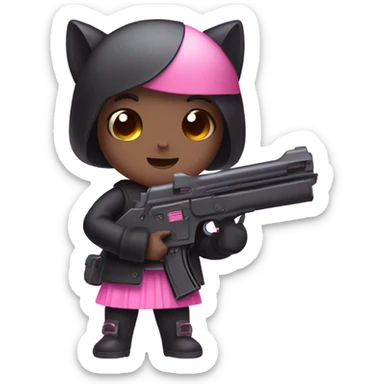Pink kuromi holding 2 pink guns  sticker