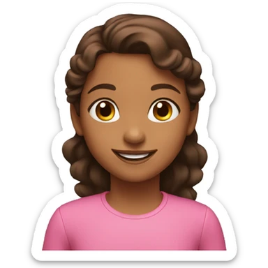 A young brown girl wearing pink with happy expressions sticker
