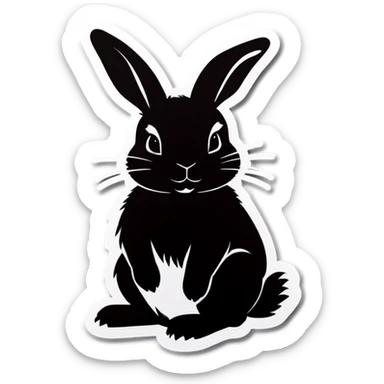 Black rabbit with white rabbit  sticker