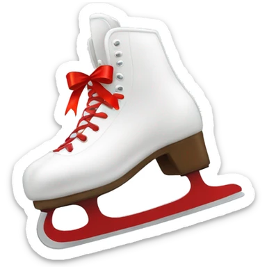 Ice skates with red ribbon sticker