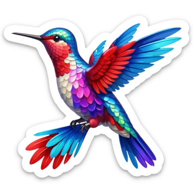 Color red and blue hummingbird sticker