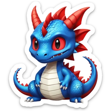 Cute cool furry black and white and red and blue Fakémon-Pokémon-dragon sticker
