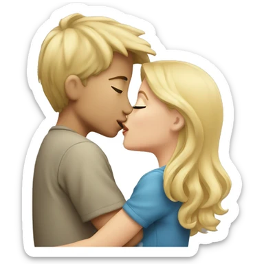 blonde girl kisses boy close sticker