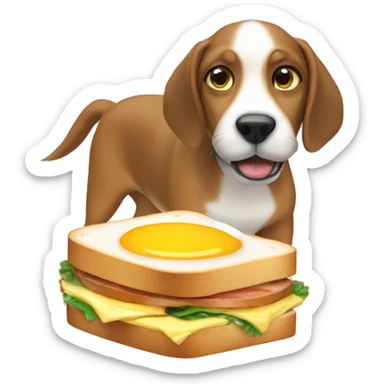 dog eating egg sandwitch sticker