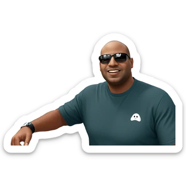 bald guy smiling outdoors sticker