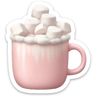 Light Pink mug of hot chocolate with marshmallows  sticker