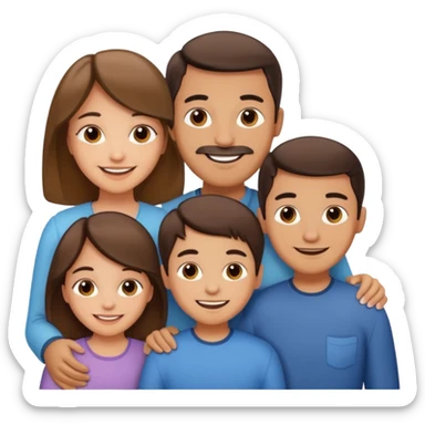 Happy family of 5: mom, dad, sisters and brother sticker
