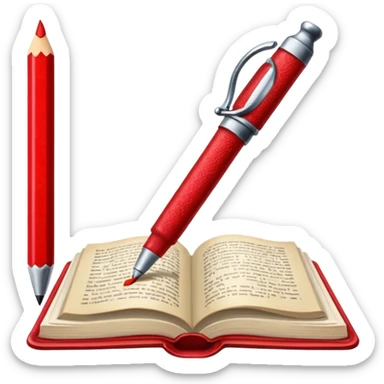 caneta vermelha, livro vermelho sticker