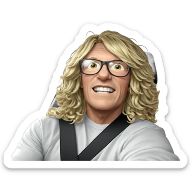 blonde male in car interior sticker