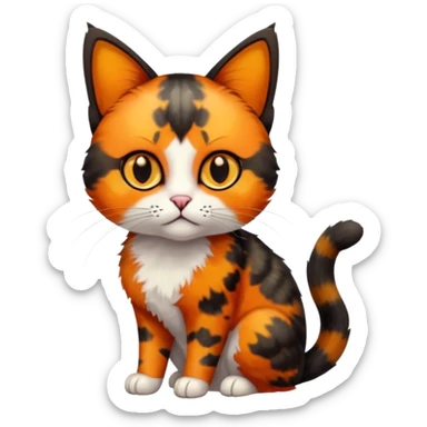 small tortoiseshell cat. no white fur. amber eyes. full body.  sticker