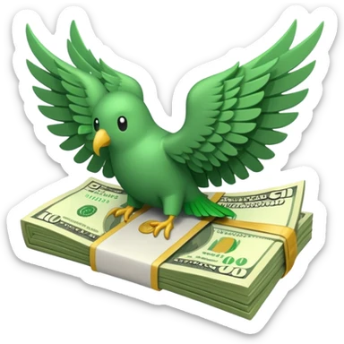 un fajo billetes de dólares con alas sticker