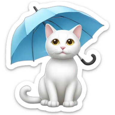 white cat with an umbrella sticker