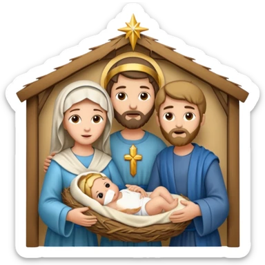 Pesebre con la virgen María San José y el niño Jesús sticker